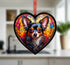 Chihuahua Black Stained Glass Effect Heart Suncatcher